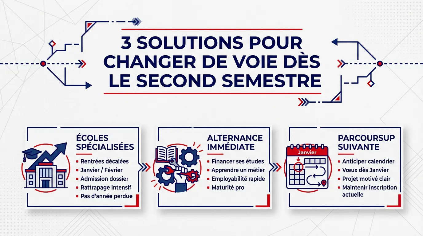 Étudiant qui prépare son dossier de réorientation pour le second semestre
