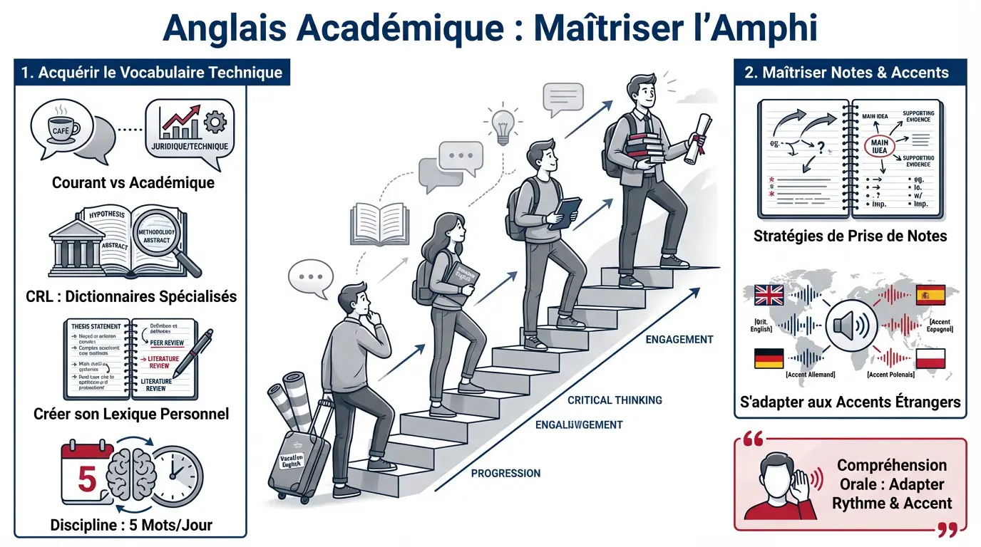 Étudiant préparant son anglais académique pour réussir ses cours en Erasmus