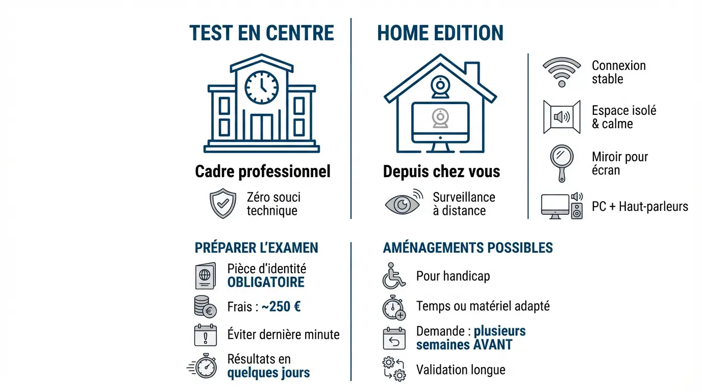 Comparaison entre le passage du TOEFL en centre et à domicile