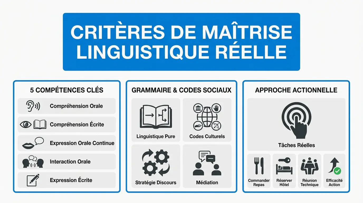 Critères de maîtrise linguistique réelle selon le cadre européen