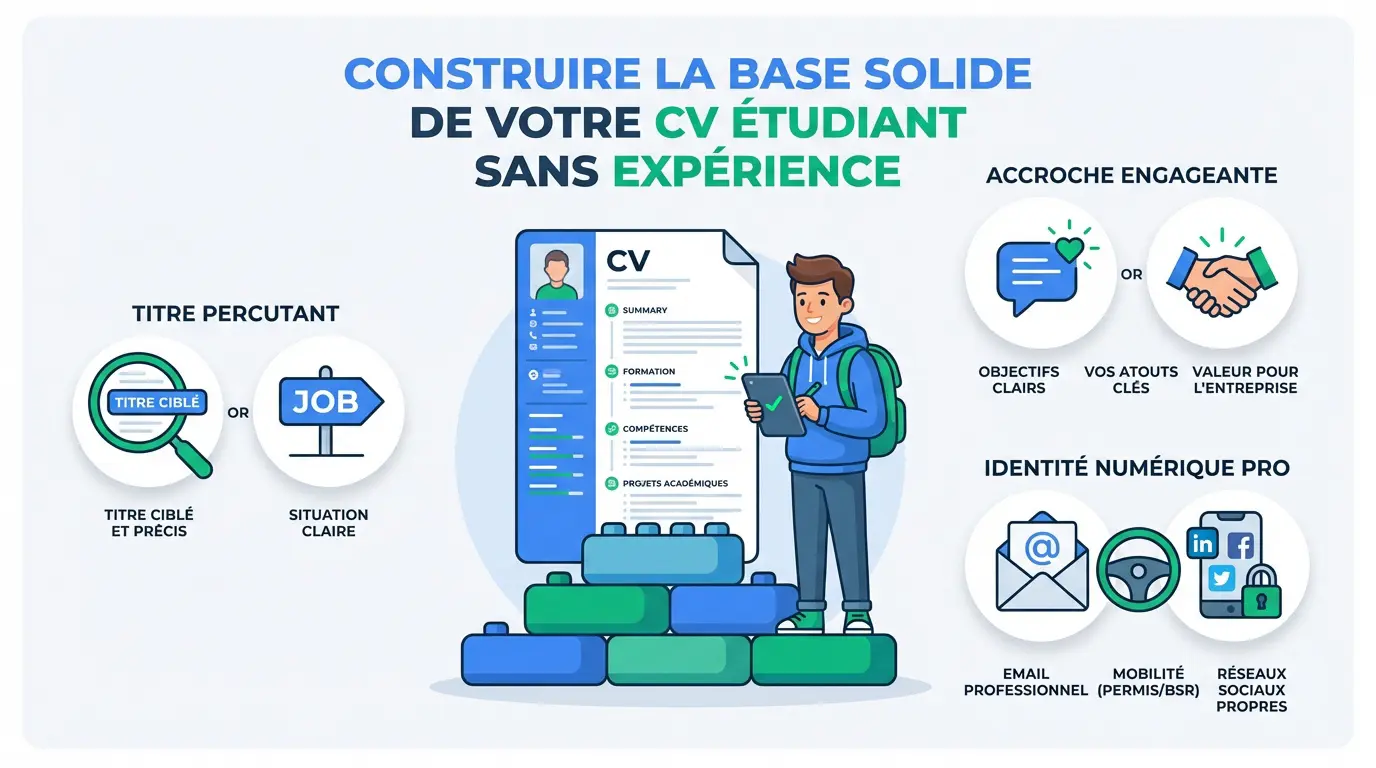 Exemple de mise en page pour un CV étudiant sans expérience professionnelle