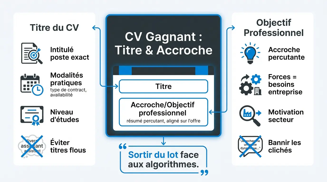 Exemple de titre et accroche optimisés pour un CV étudiant