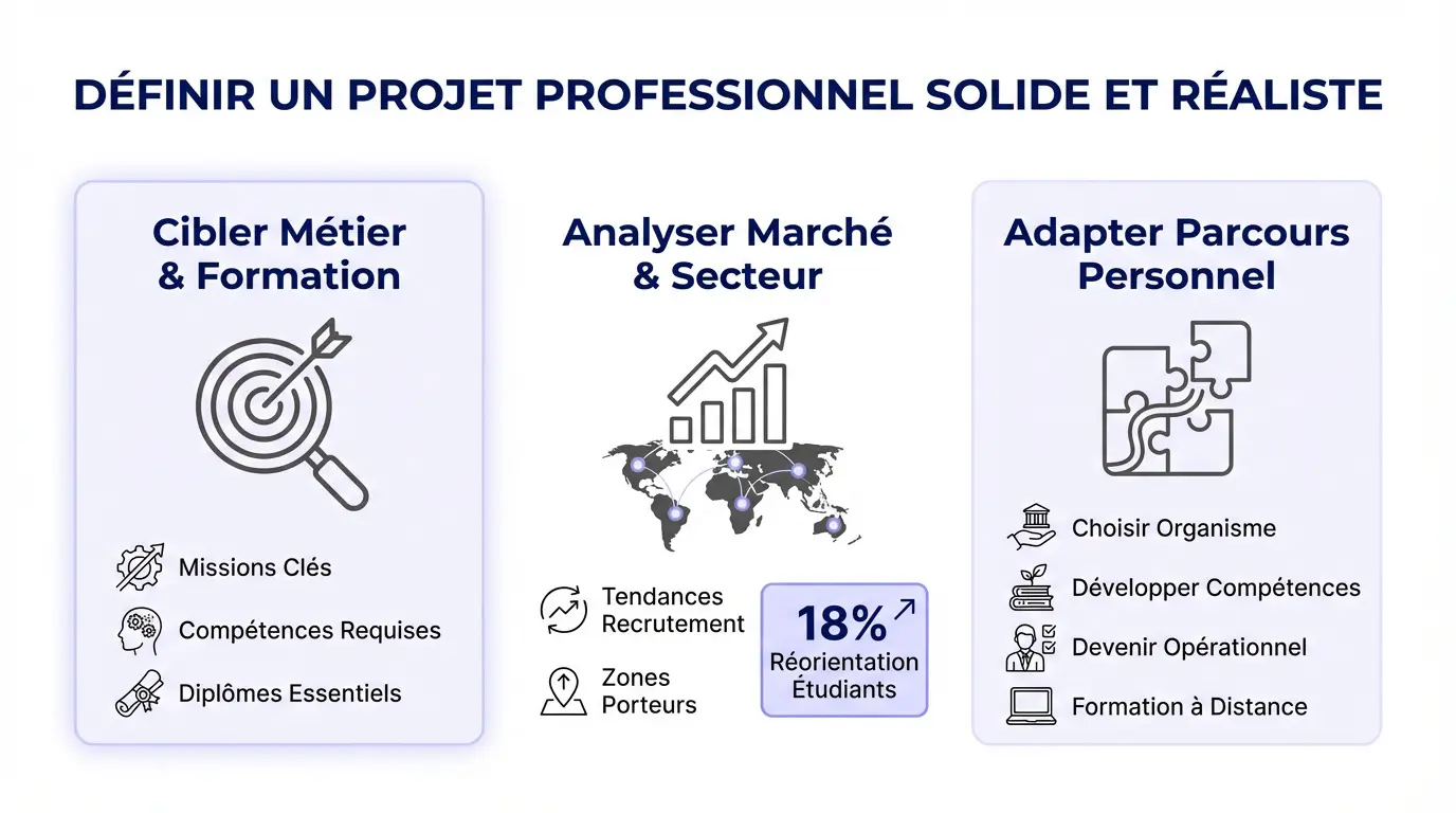 Illustration d'un projet professionnel solide et réaliste pour une réorientation
