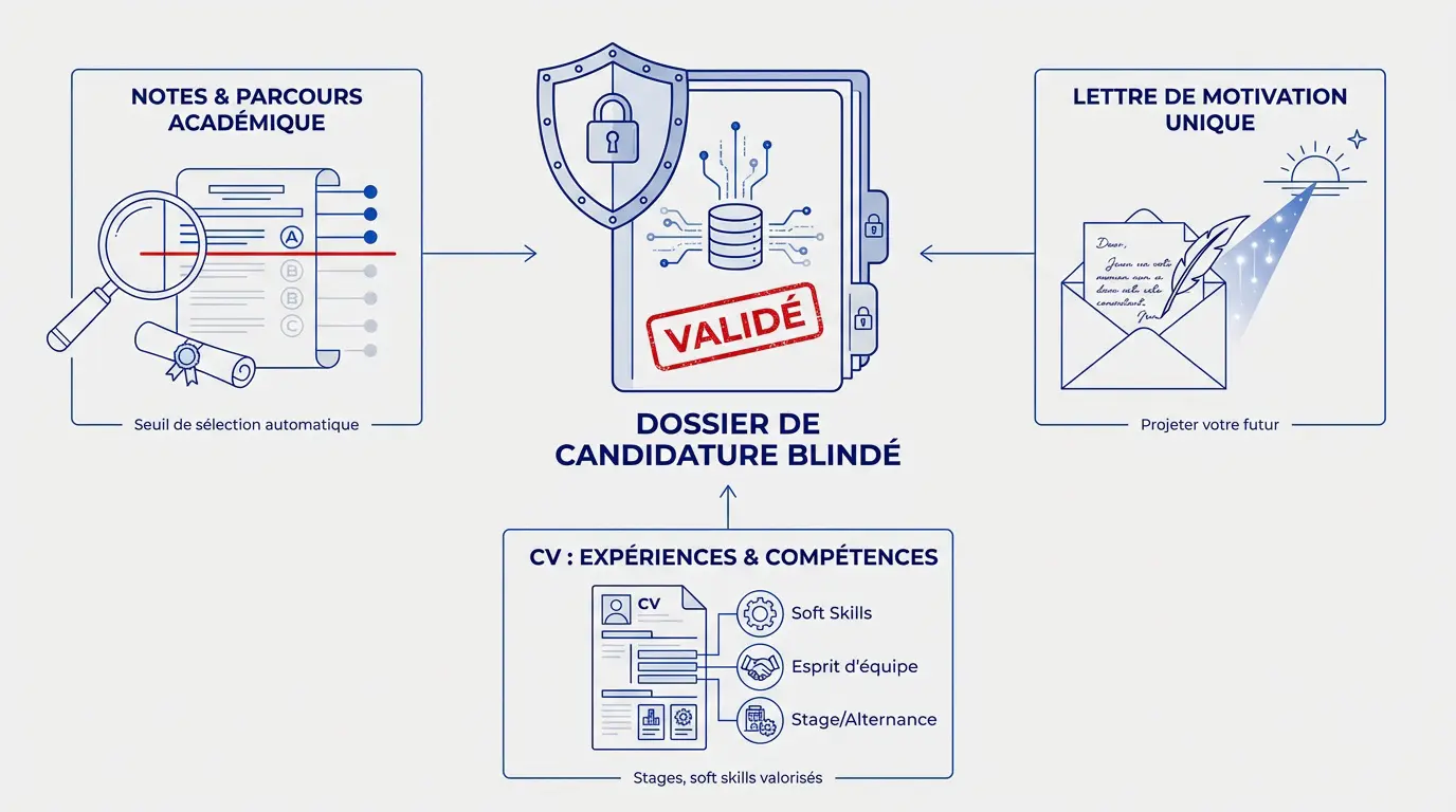 Dossier de candidature master sélectif avec relevés de notes