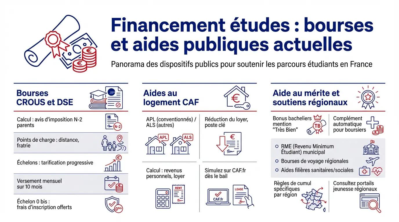 Étudiant gérant ses bourses et aides publiques sur son ordinateur