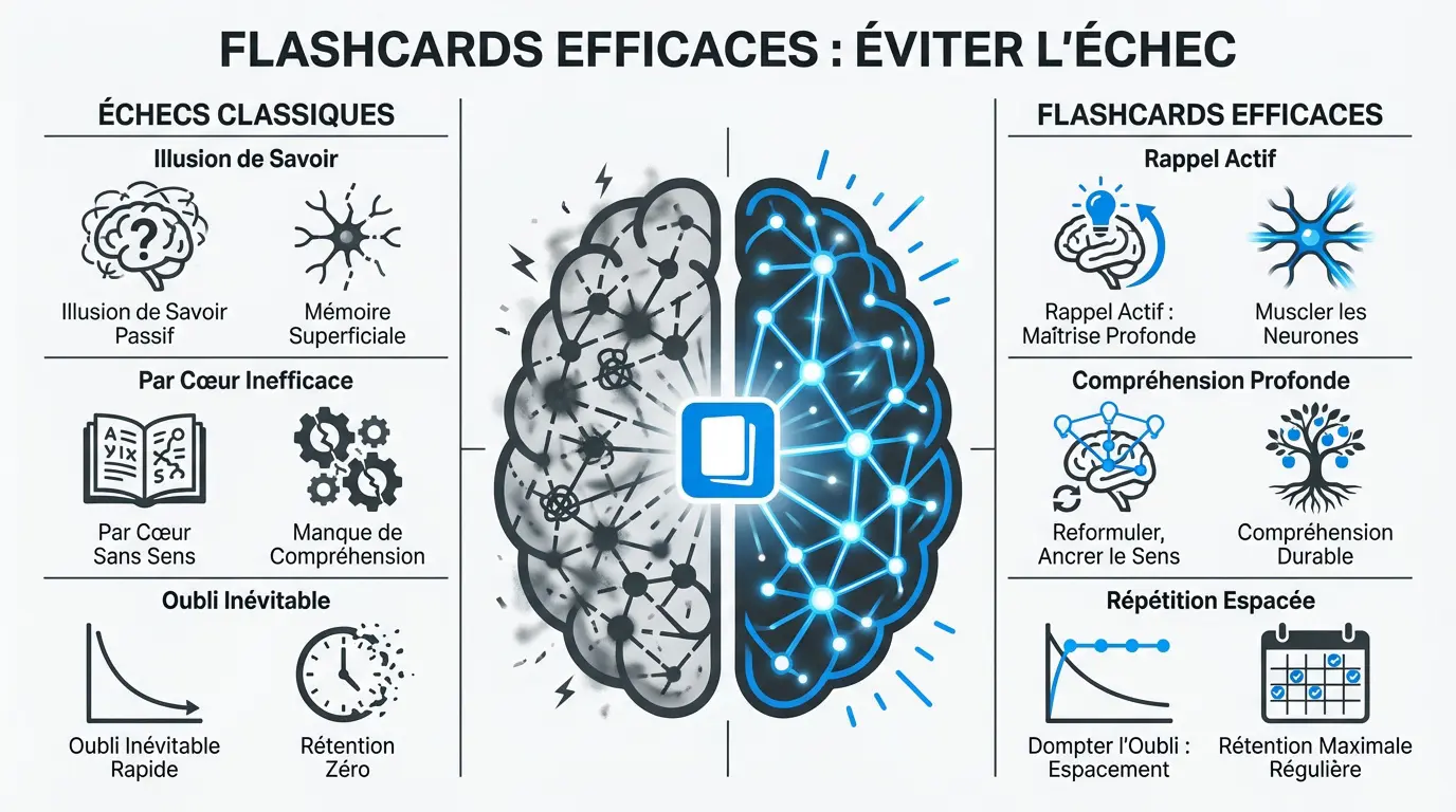 Illustration de flashcards efficaces pour mémoriser durablement