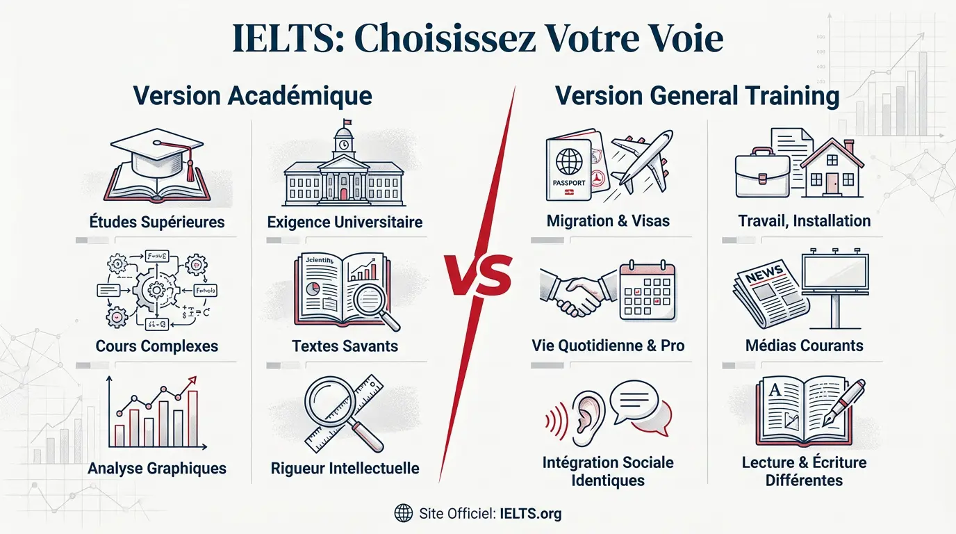 Comparaison des modules IELTS Academic et General Training