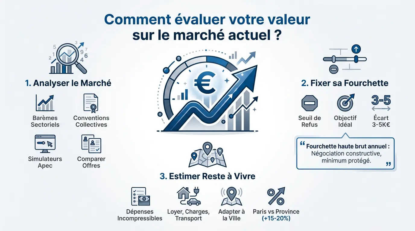 Infographie sur l'évaluation de sa valeur sur le marché de l'emploi