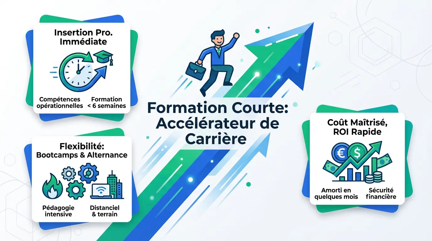 Infographie sur les avantages de la formation courte pour l'insertion professionnelle