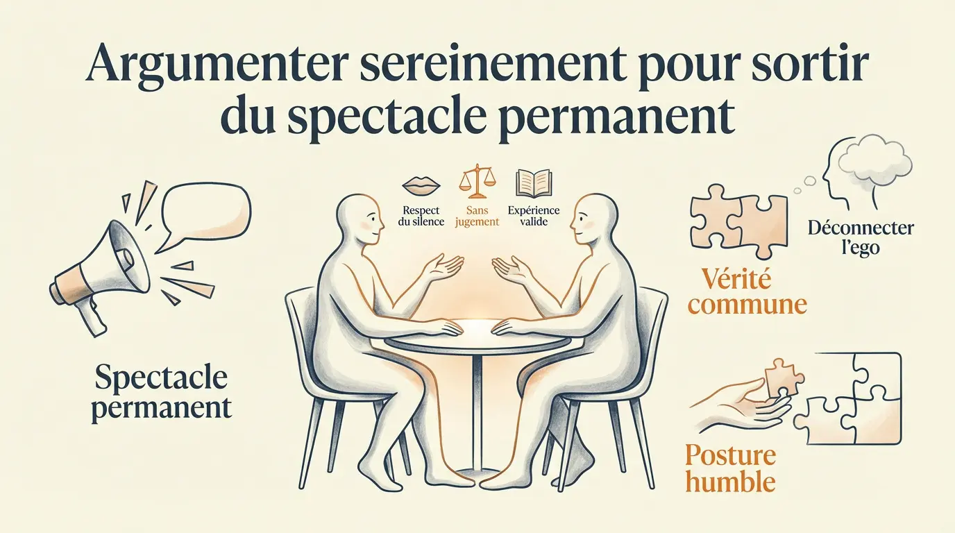 Deux personnes discutant calmement pour <strong>apprendre à argumenter sans s'énerver</strong>