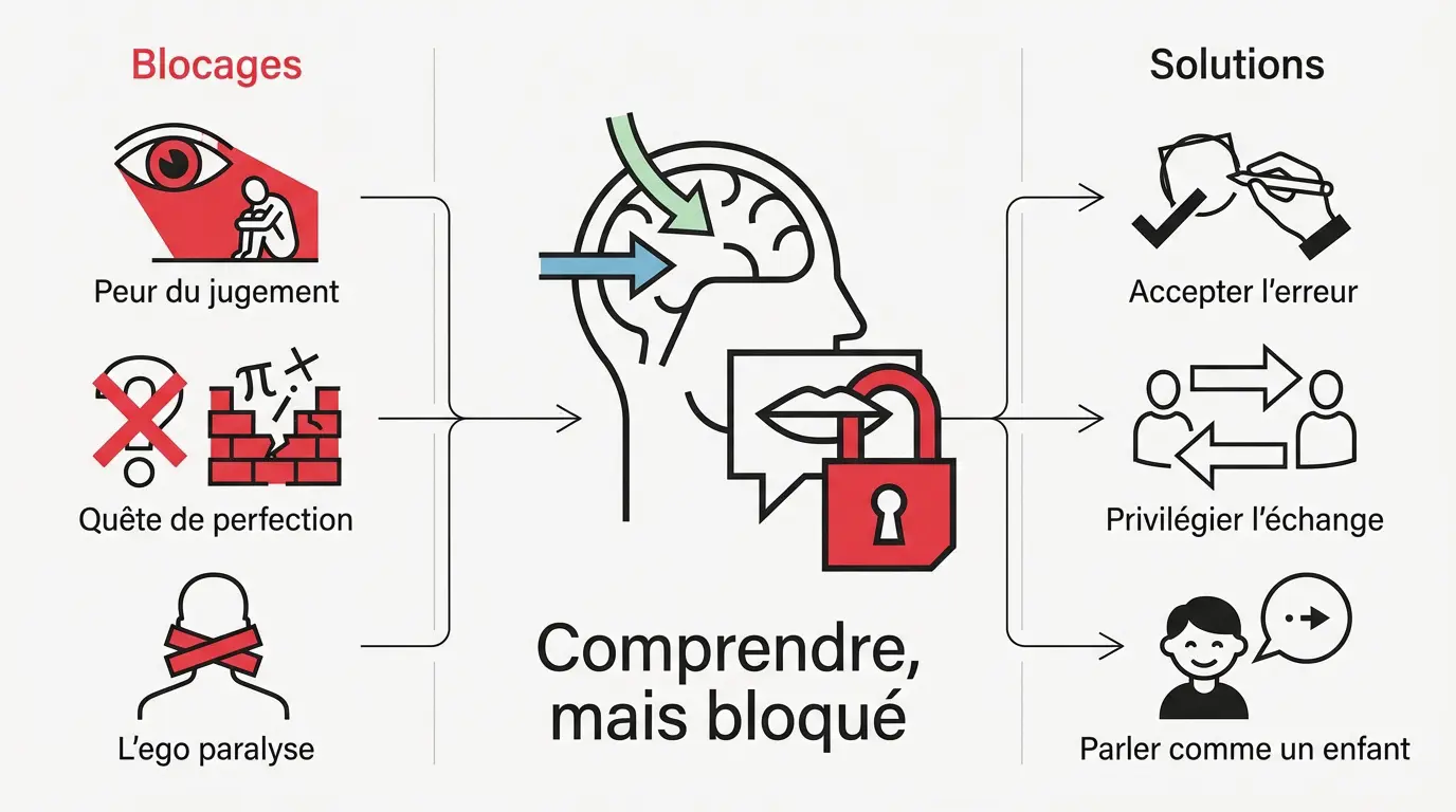 Illustration des blocages psychologiques pour s'exprimer à l'oral en anglais