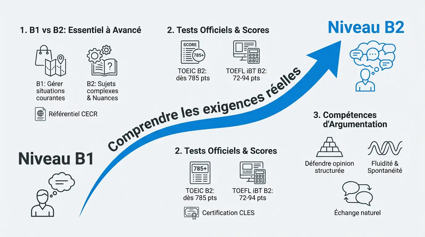Progression de l'apprentissage de l'anglais du niveau B1 au niveau B2