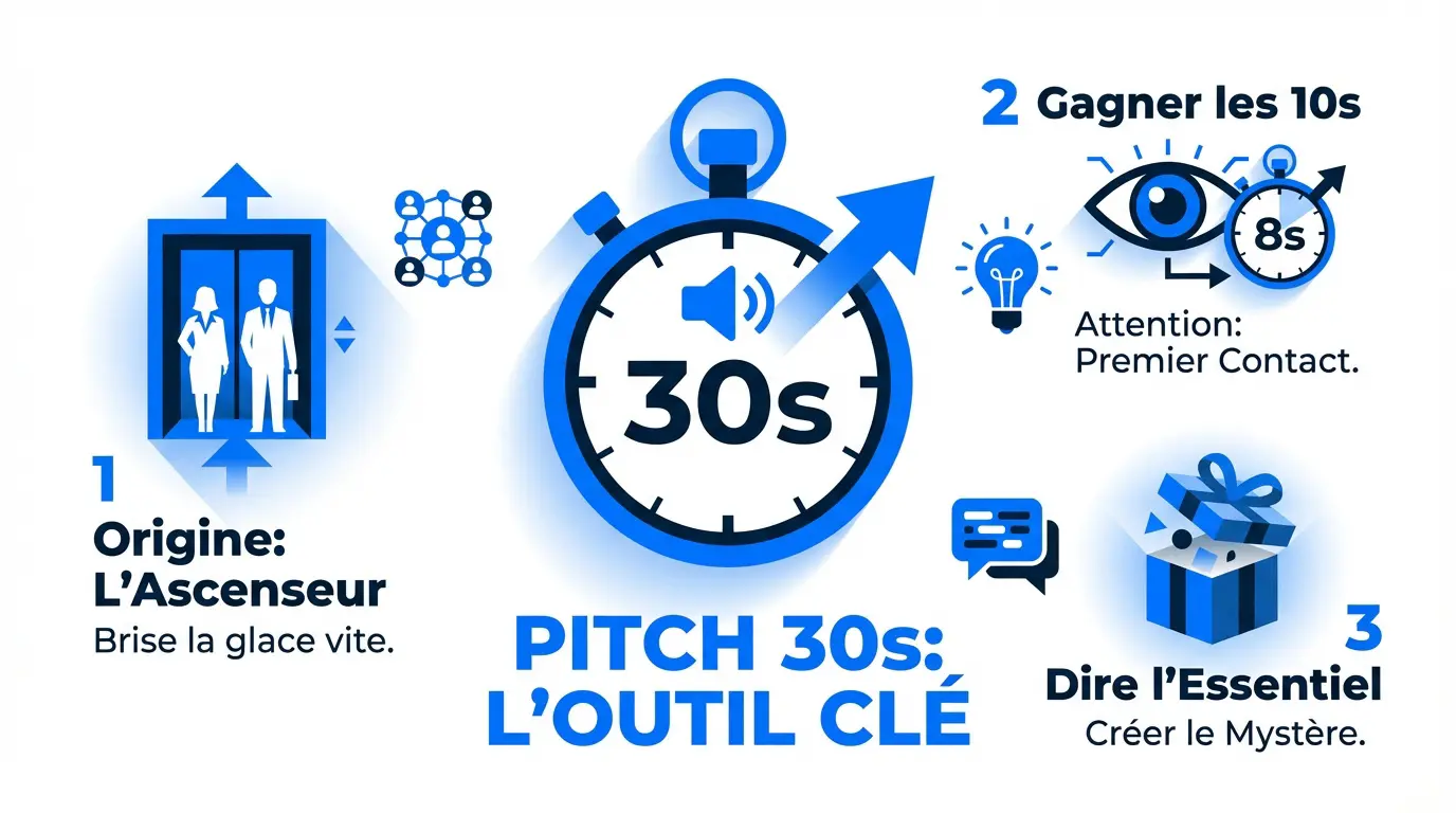 Candidat présentant son pitch de 30 secondes lors d'un forum entreprise