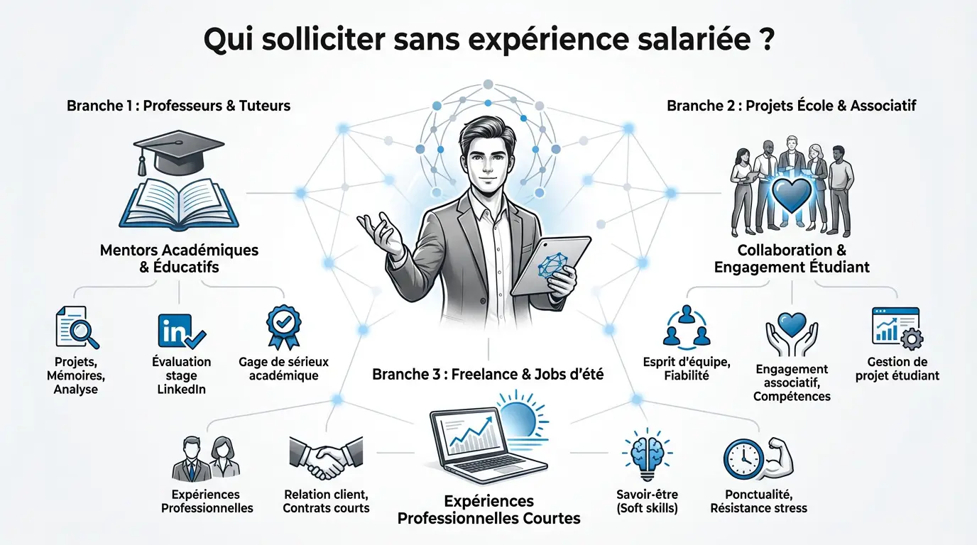 Jeune professionnel sollicitant des recommandations sur son profil LinkedIn