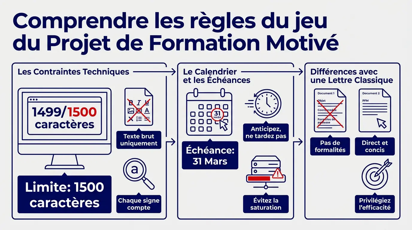 Illustration des règles de rédaction pour le projet de formation motivé Parcoursup