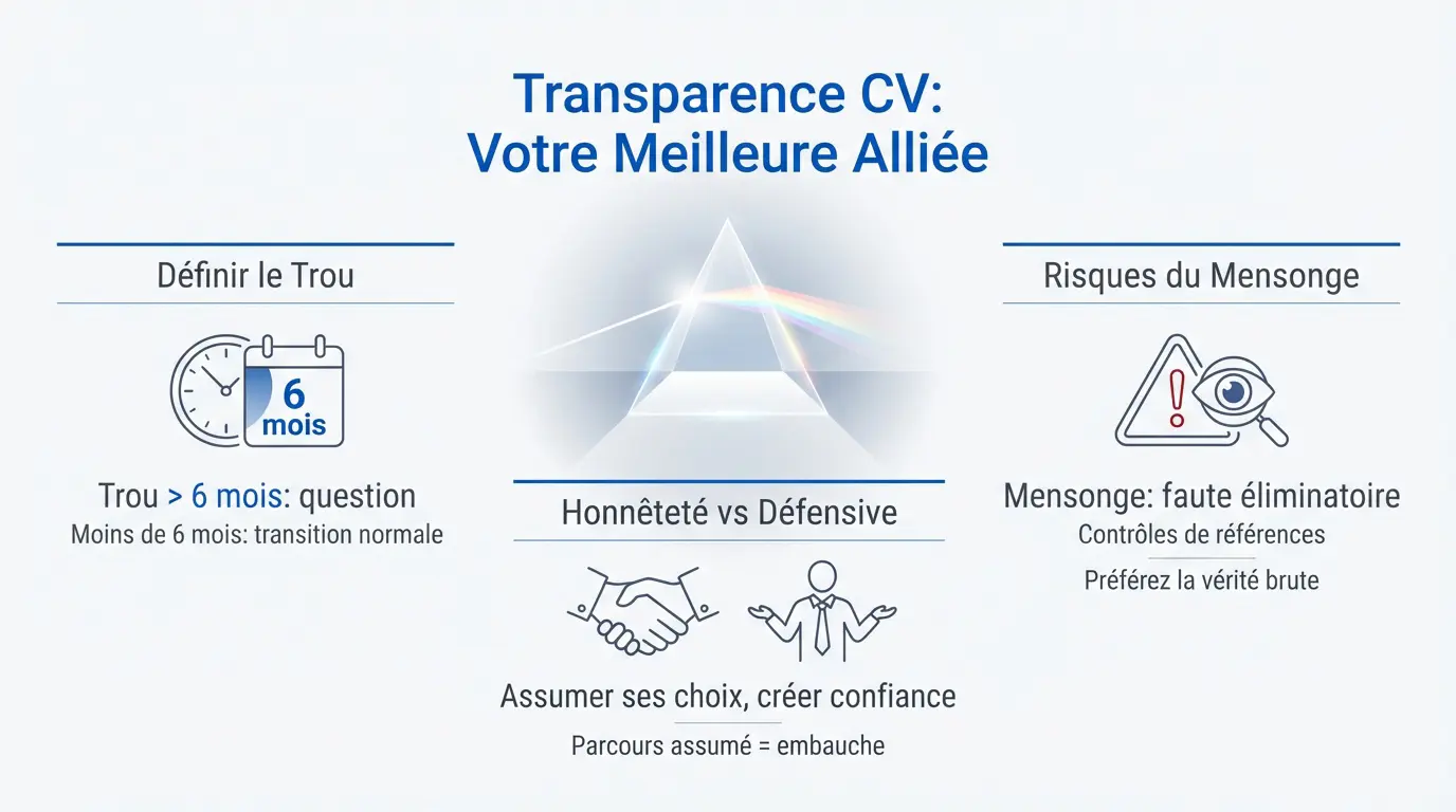 Illustration de la transparence pour justifier un trou sur un CV professionnel