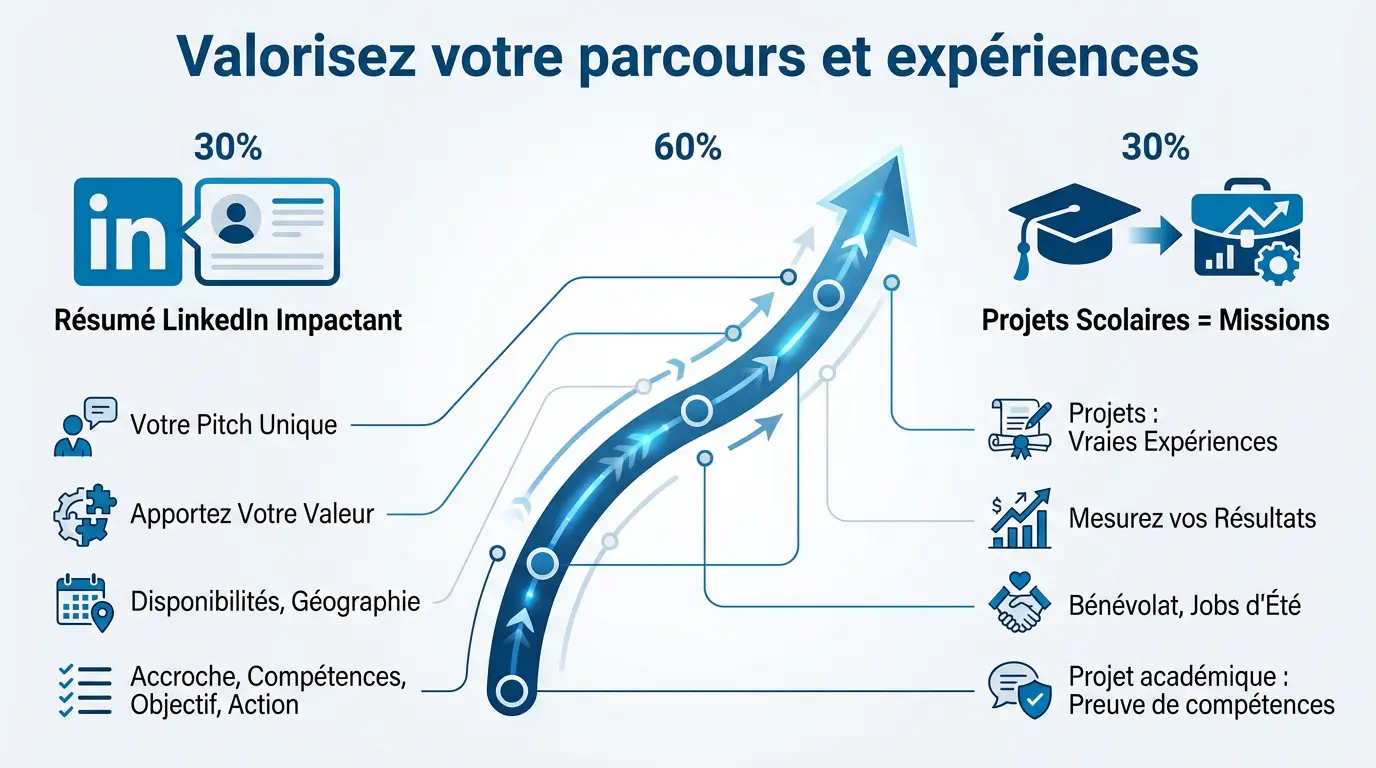 Étudiant travaillant sur son profil LinkedIn pour attirer les recruteurs